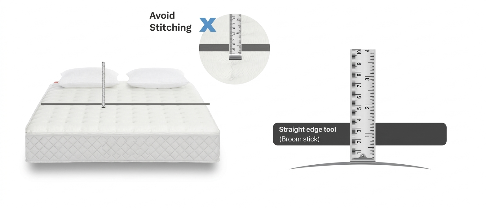 Example showing how to measure mattress sag